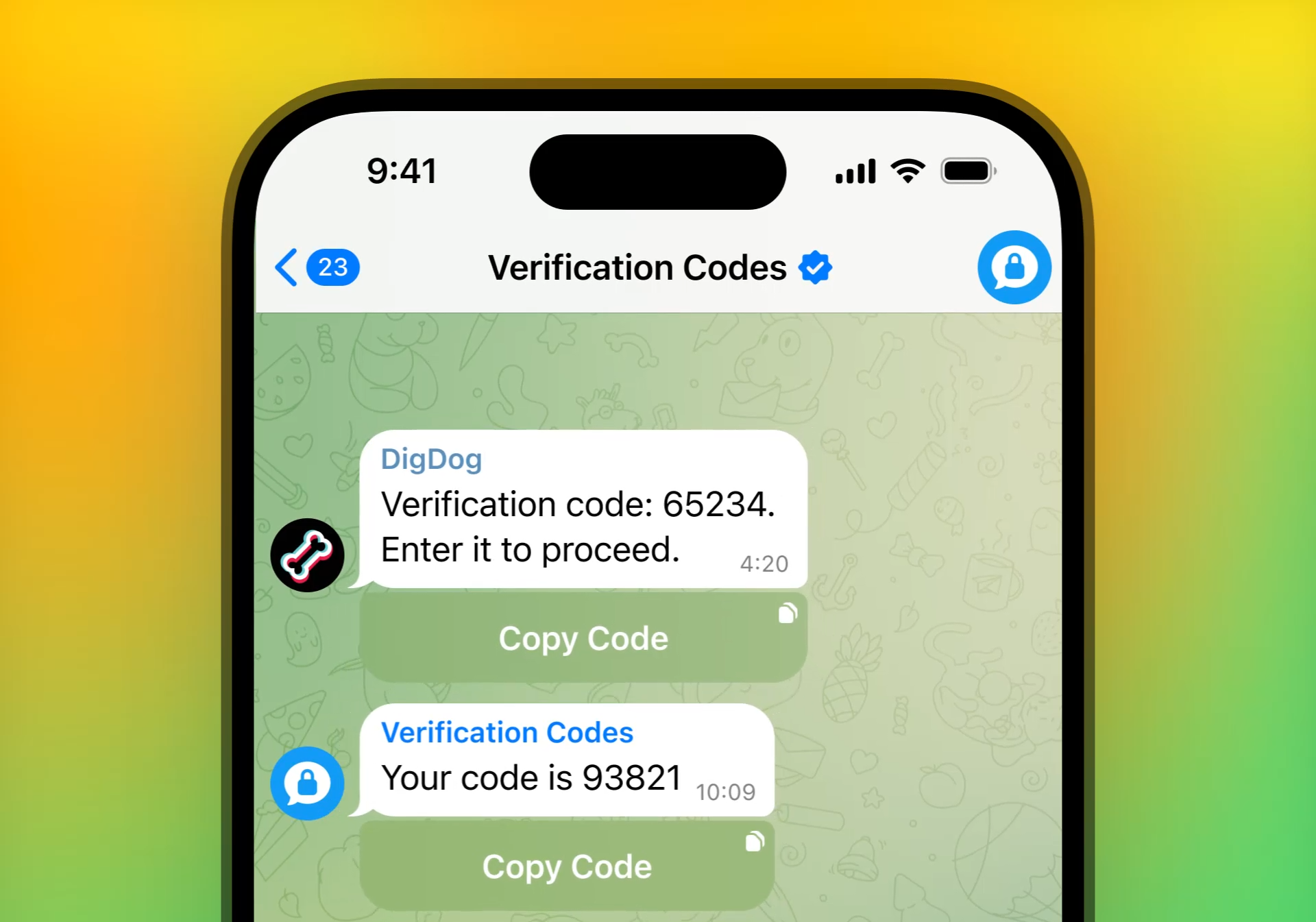 Telegram 收不到验证码 验证码示例